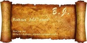 Baksa József névjegykártya
